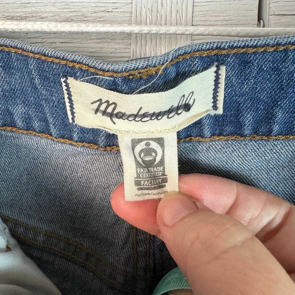Madewell high rise long denim shorts blue Bermuda normcore tradMom cut-off - Picture 3 of 10